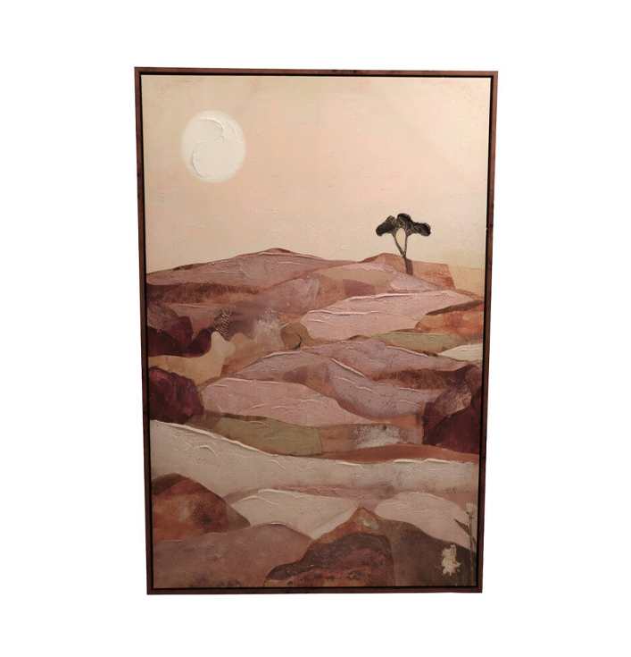 Wandpaneel landschap roze